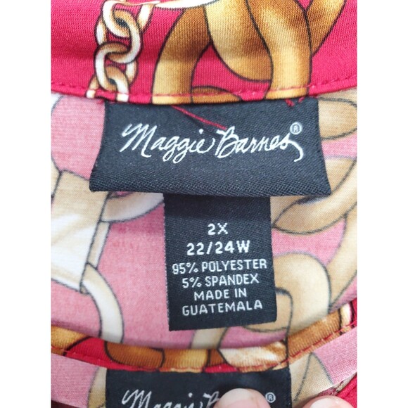 Maggie Barnes Red Chain Print Stretchy Button-Up Jacket with Tank Top Size 2X - Picture 5 of 10